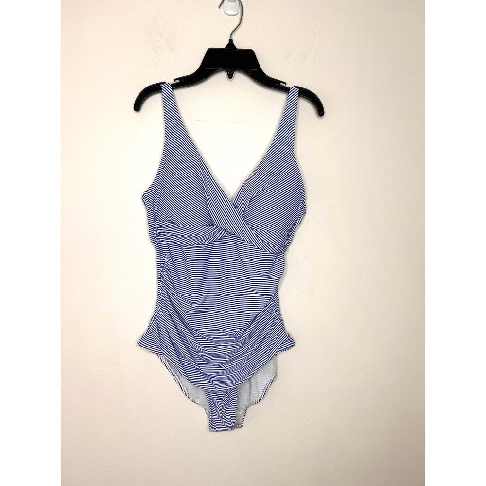 Sea Level Australia Swimsuit US 12 One Piece Blue Stripe Multi fit cup Beach NWT